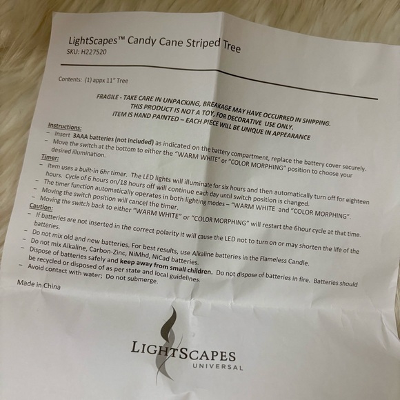 Lightscapes Candy Cane Color Morphing and White Light Up Ceramic Tree - Picture 12 of 12